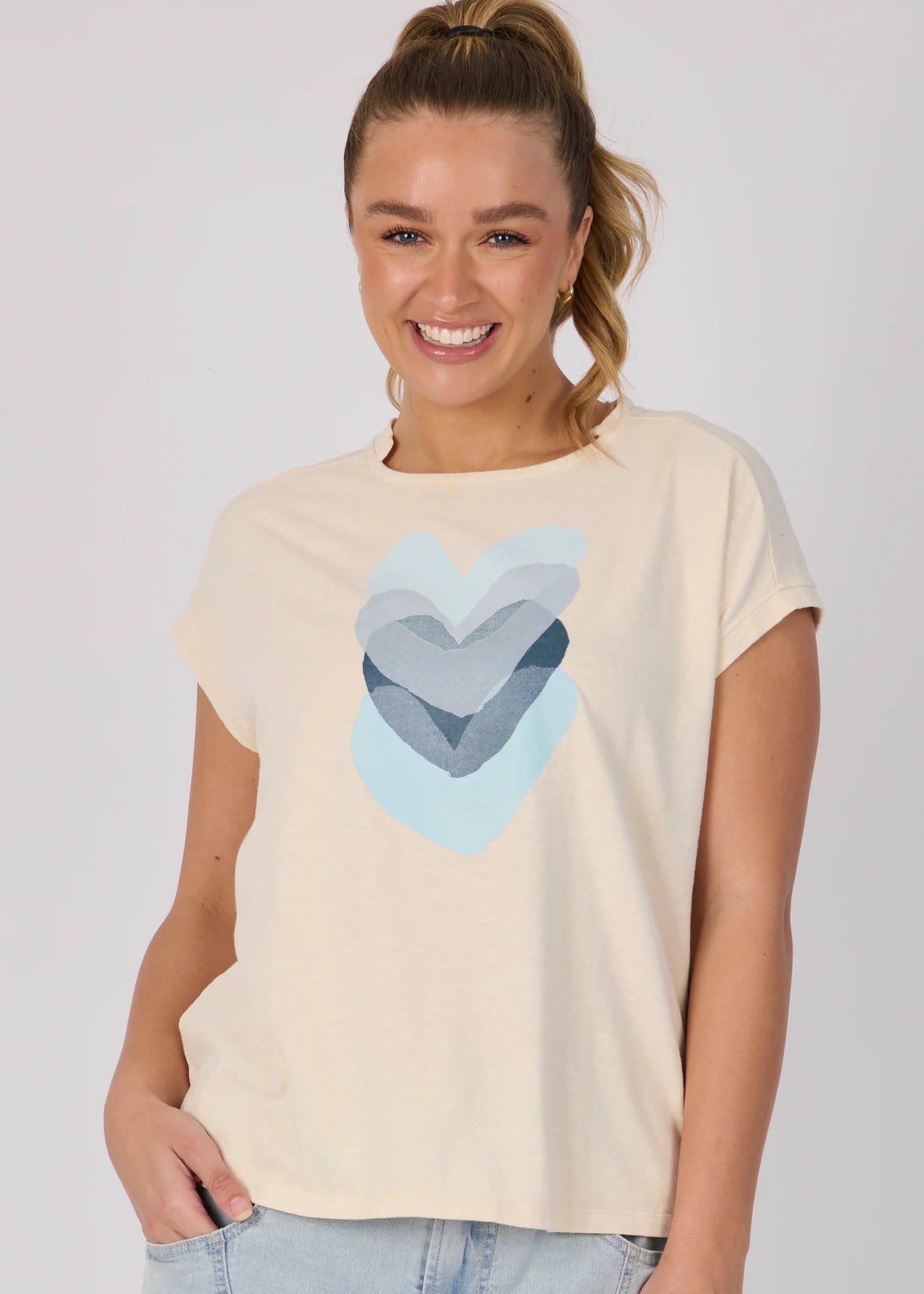OTW Falling Hearts Shell Tee Ecru