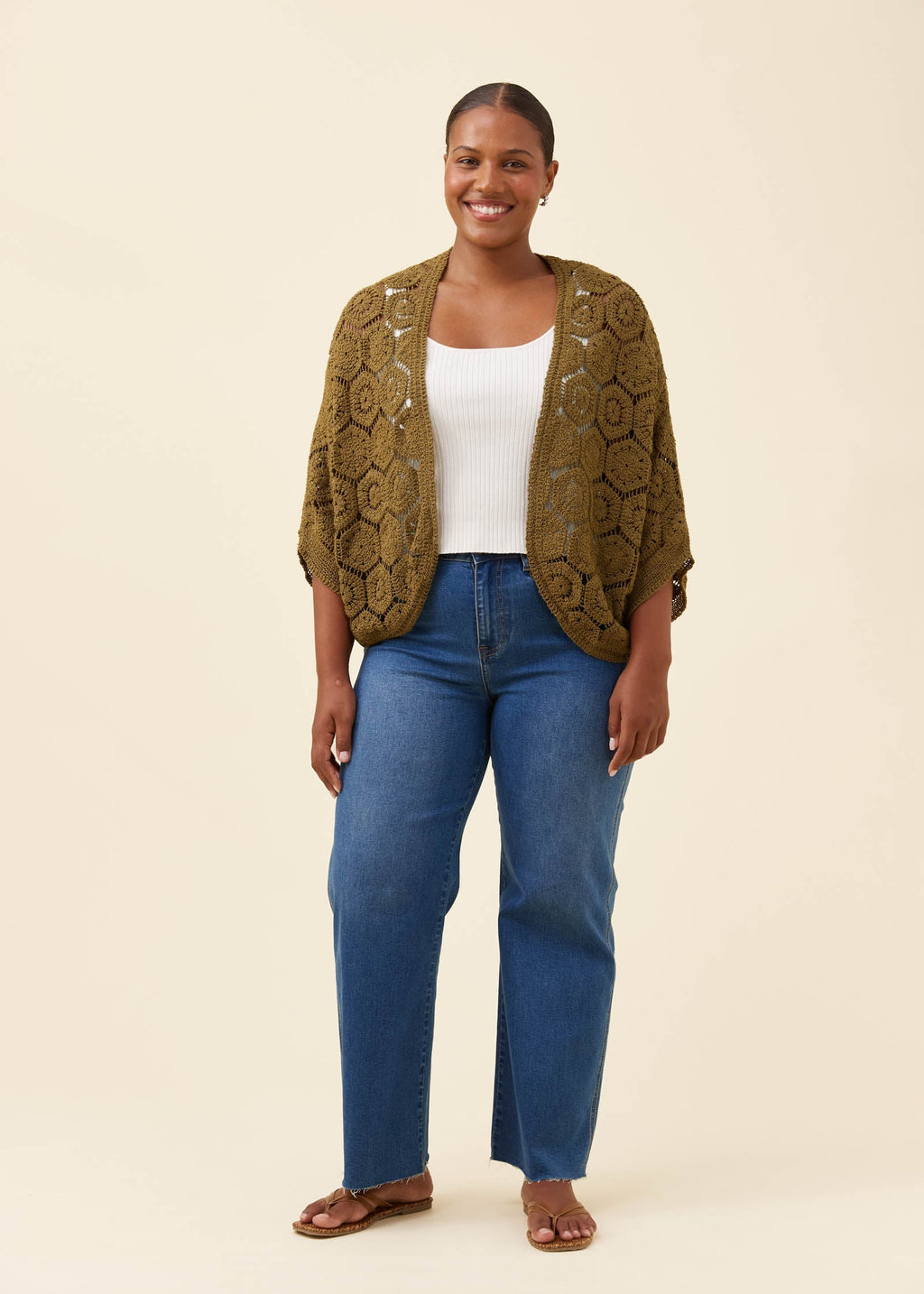 IOM Maggie Crotchet Cape Olive