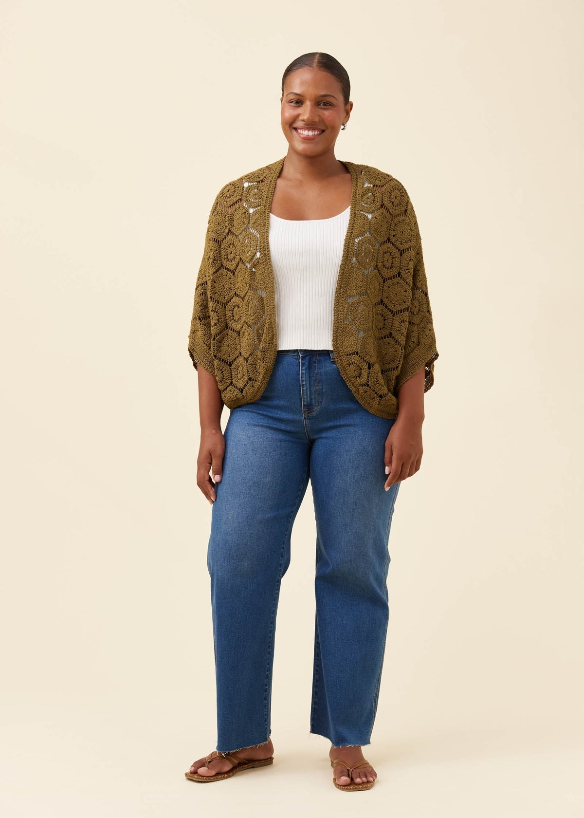 IOM Maggie Crotchet Cape Olive