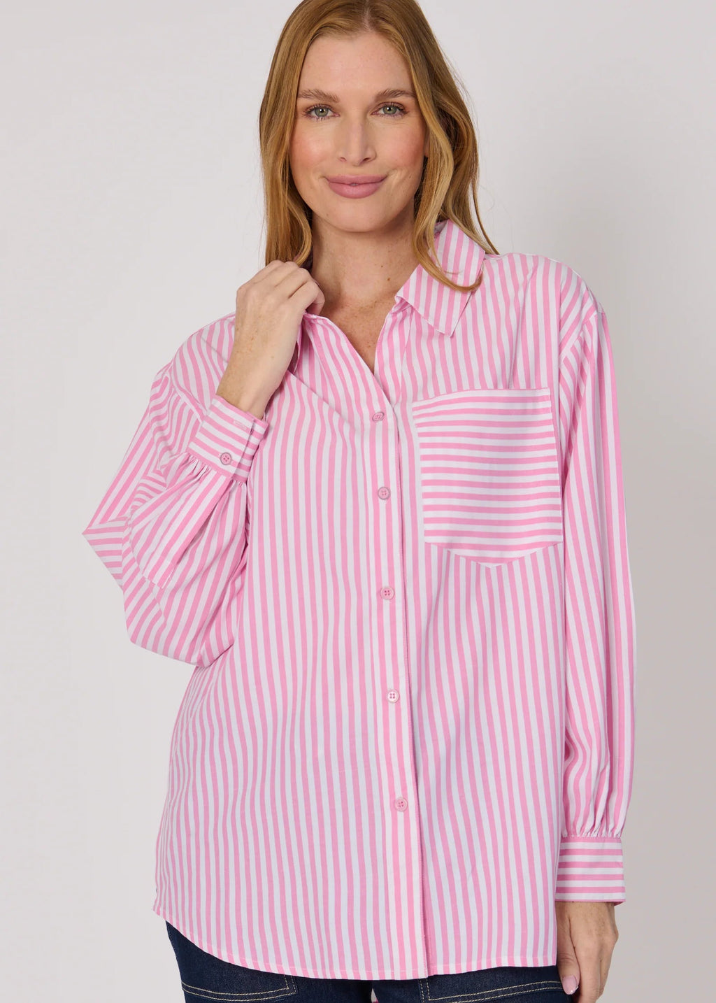 OTW Striped Oversize Shirt Pink