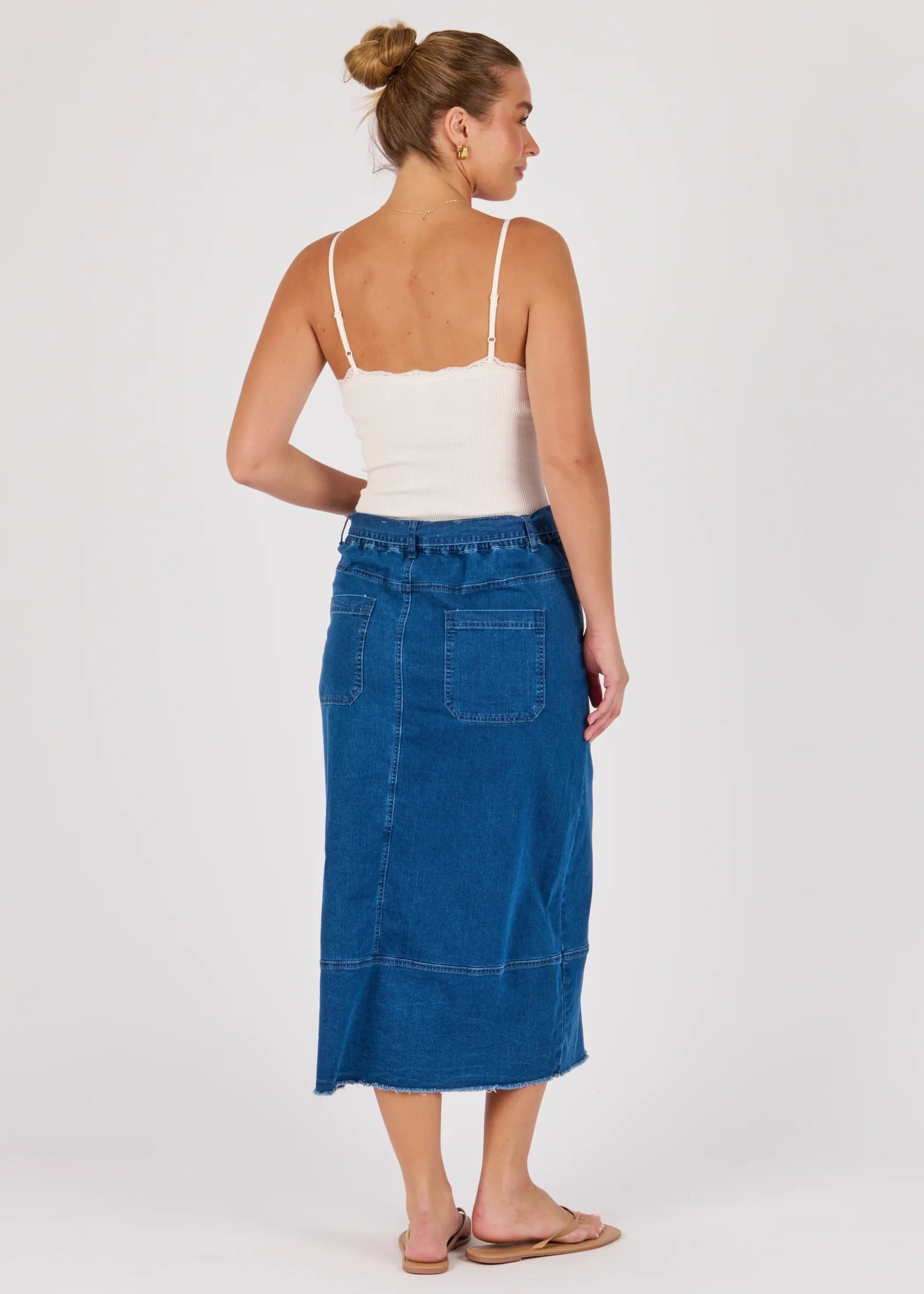 OTW Hem Panel Midi Skirt Blue