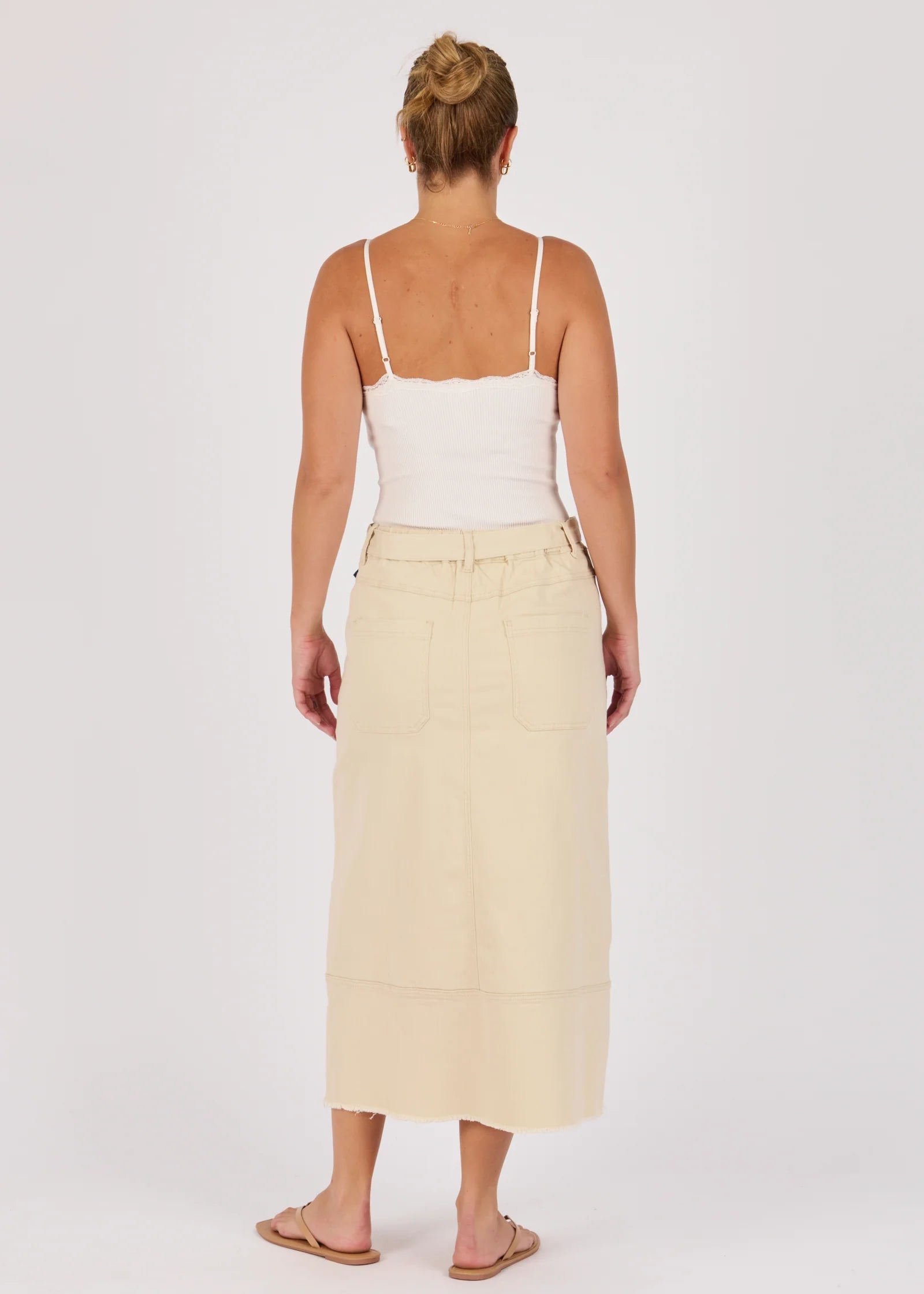 OTW Hem Panel Midi Skirt Ecru