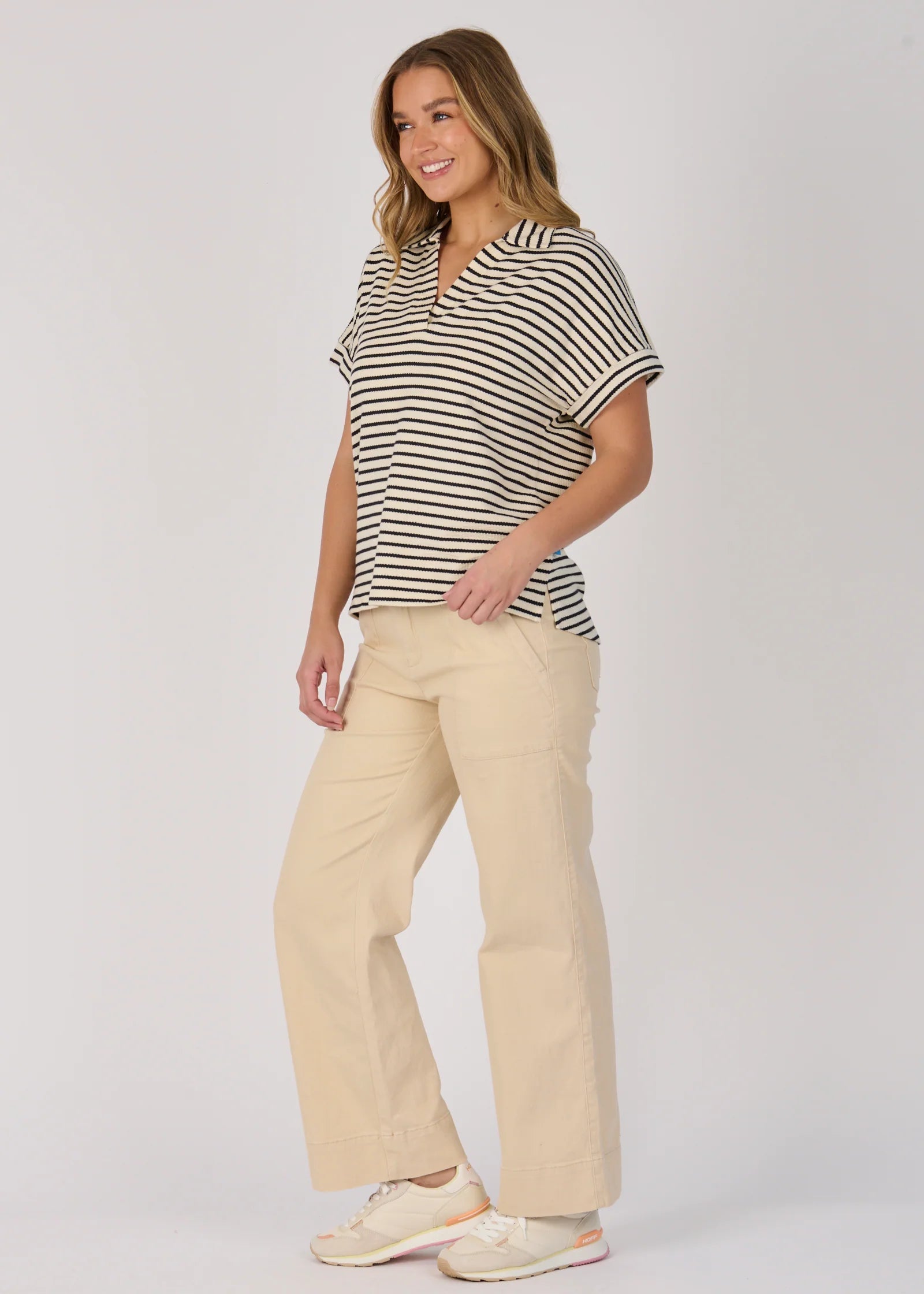 OTW Collared Relaxed Tee Black Stripe