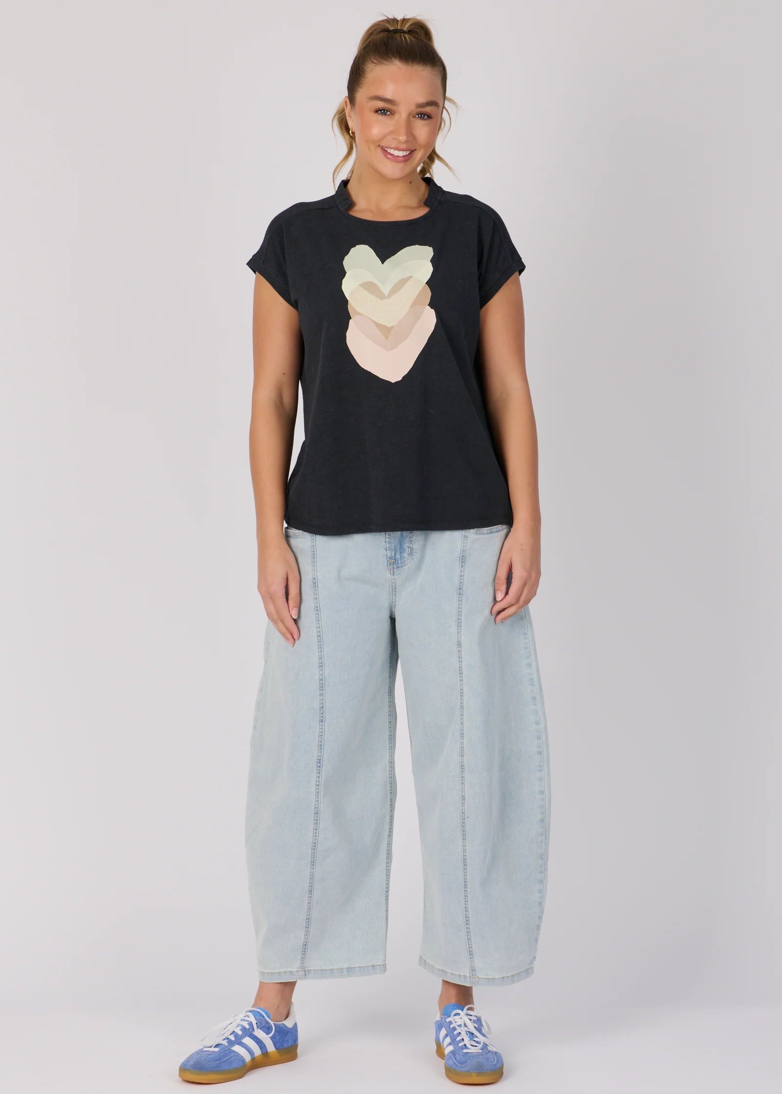 OTW Falling Hearts Shell Tee Black