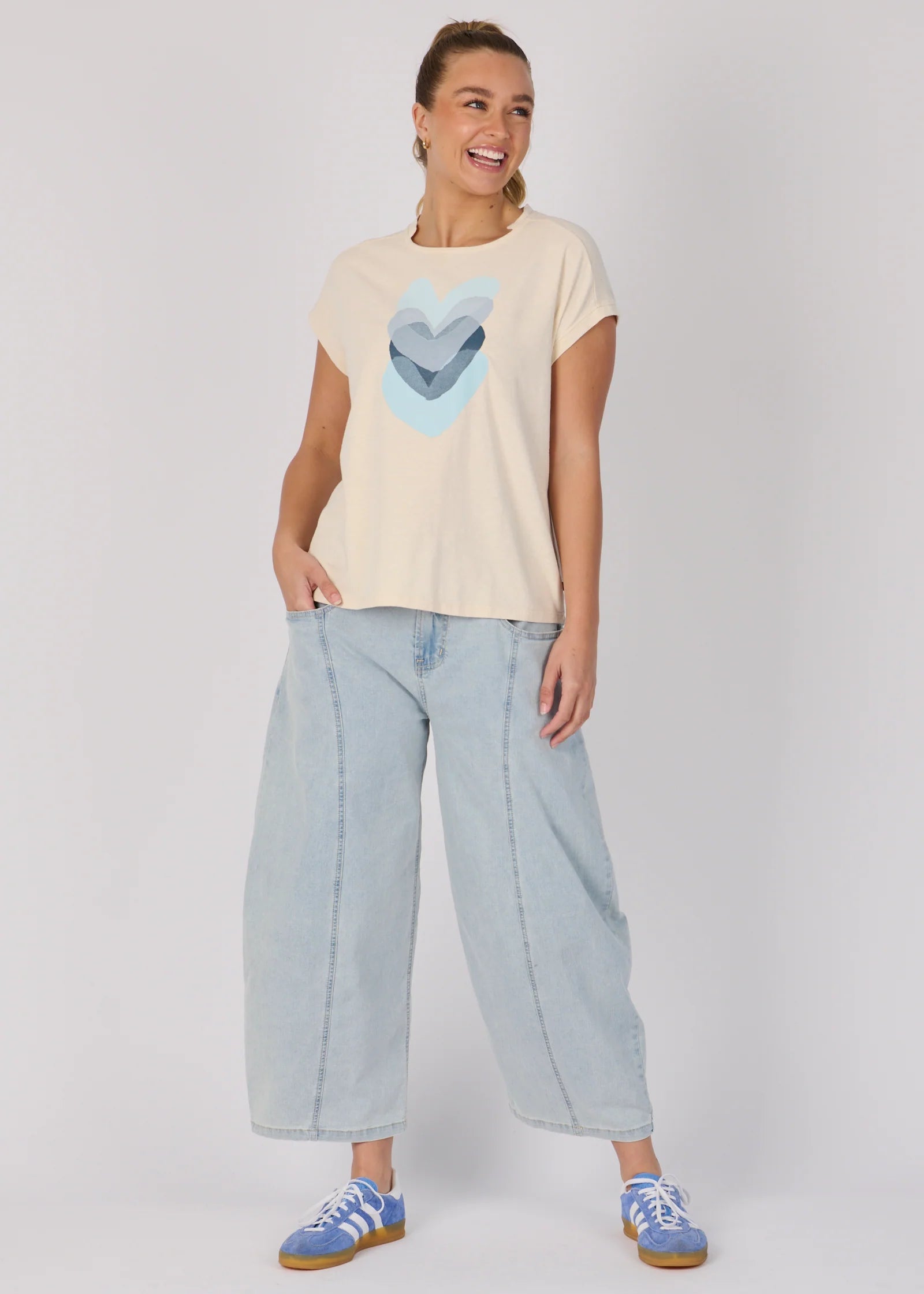 OTW Falling Hearts Shell Tee Ecru