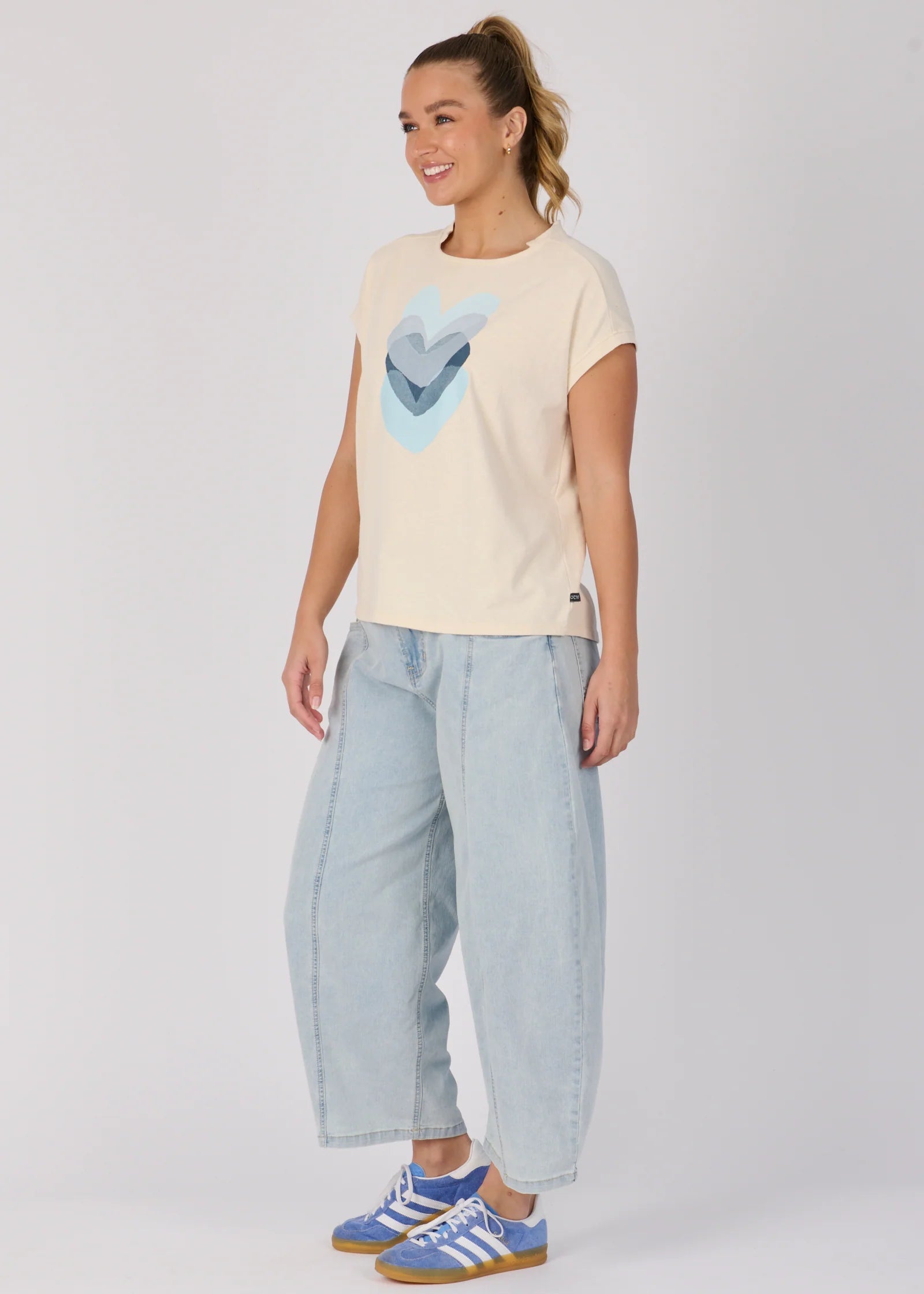 OTW Falling Hearts Shell Tee Ecru