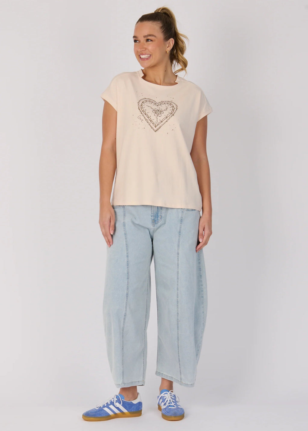 OTW Sketch Heart Shell Tee Blush