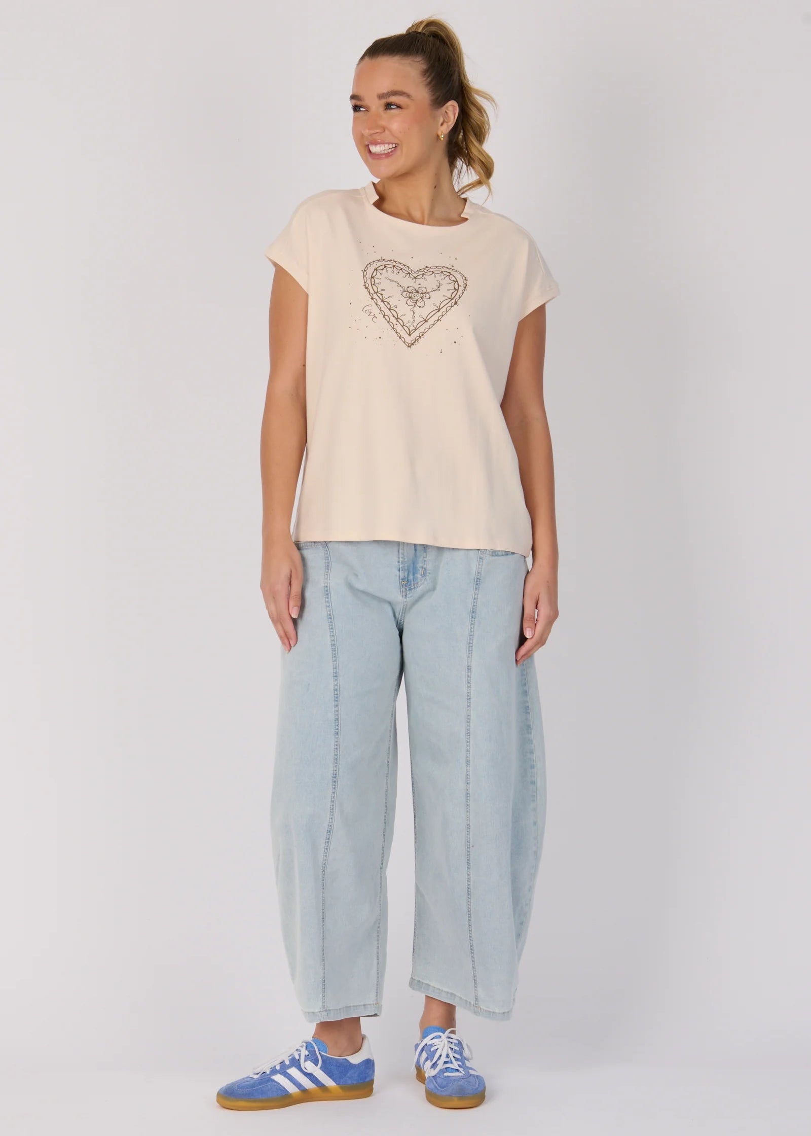 OTW Sketch Heart Shell Tee Blush