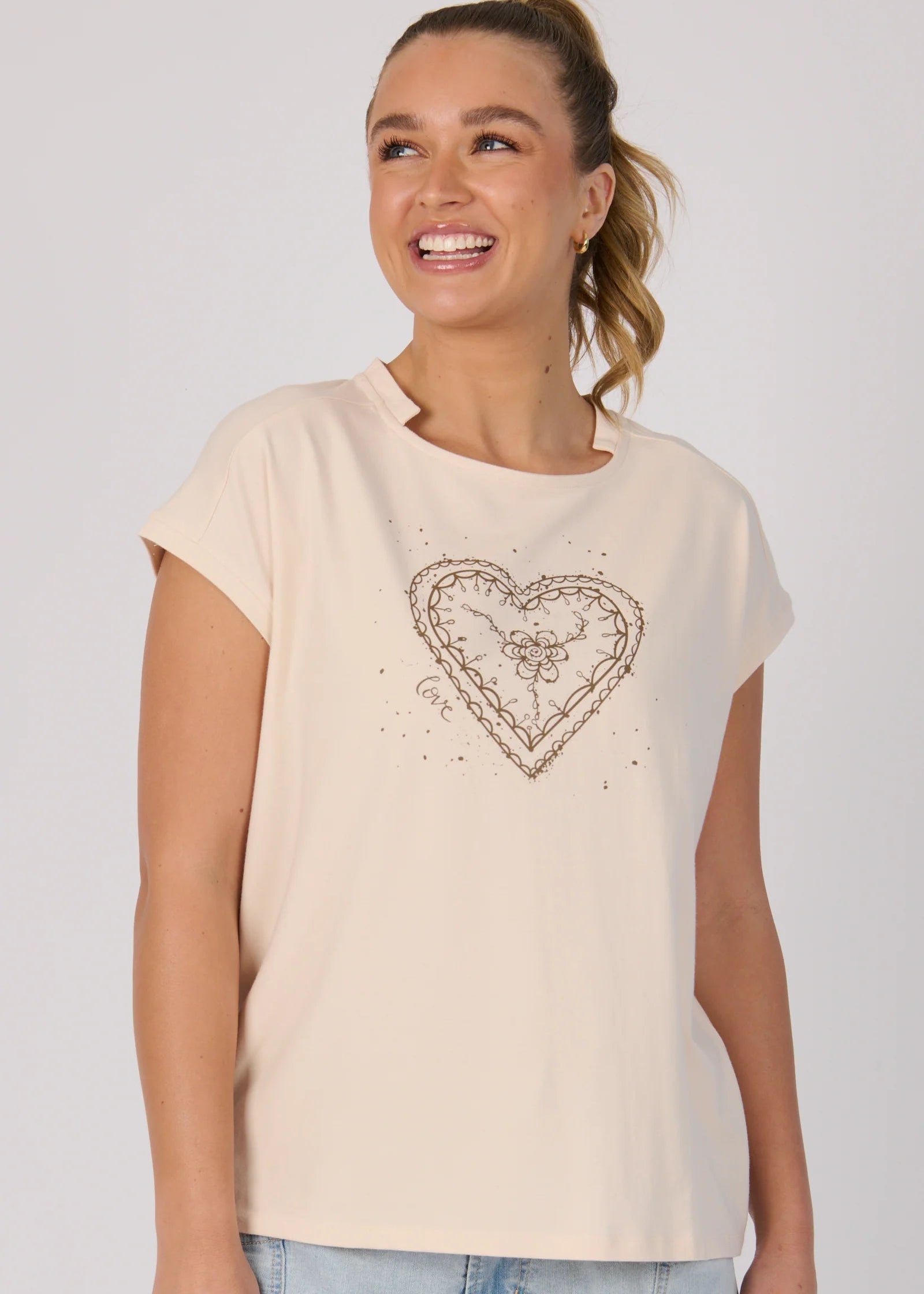 OTW Sketch Heart Shell Tee Blush