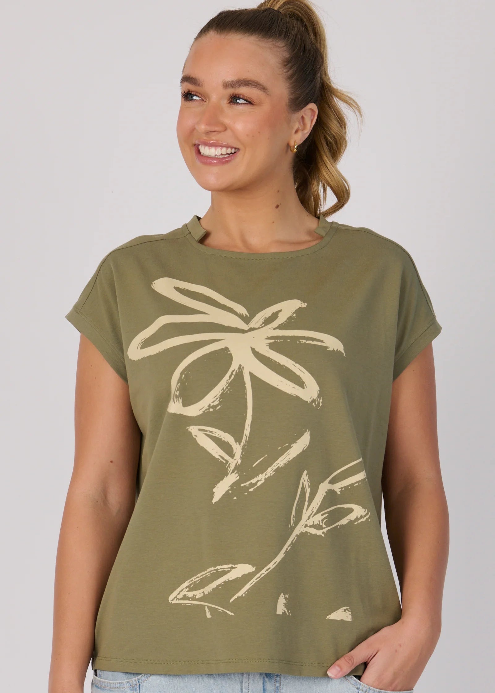 OTW Sage Flower Shell Tee