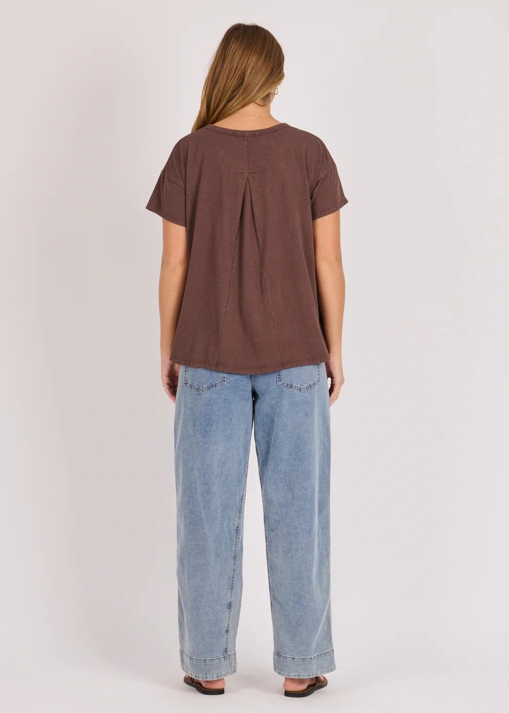 OTW Pleat Back Tee Choc Scribble