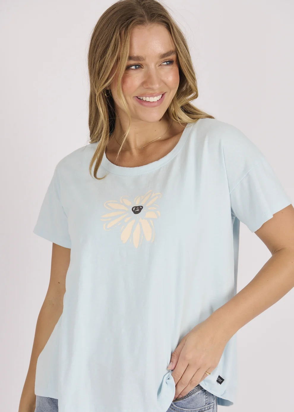 OTW Pleat Back Tee Sky Blue