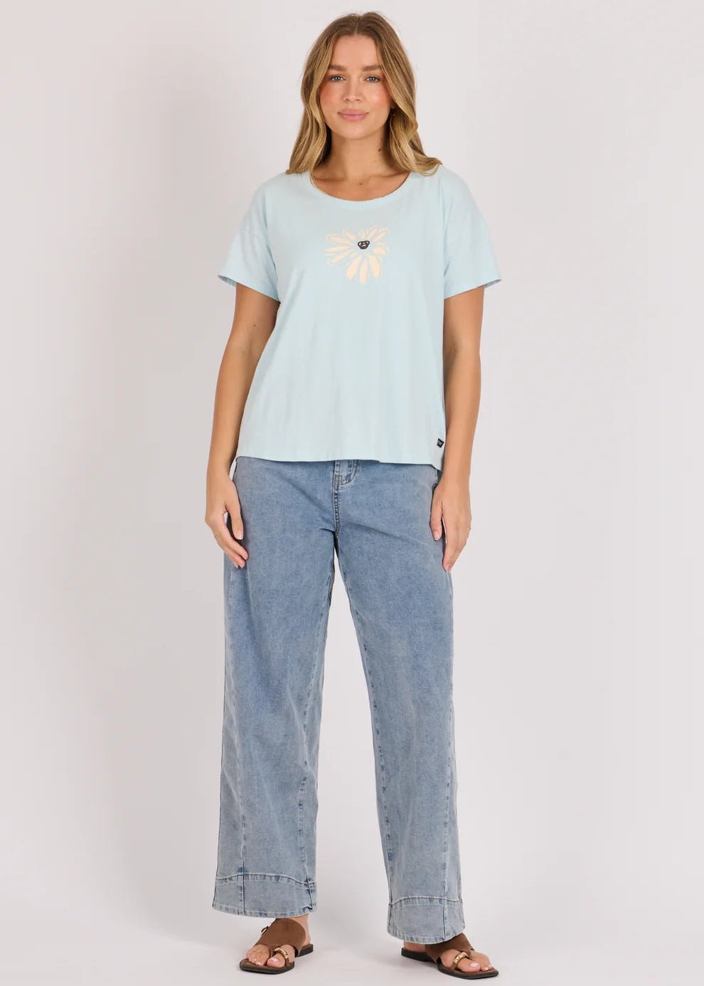 OTW Pleat Back Tee Sky Blue
