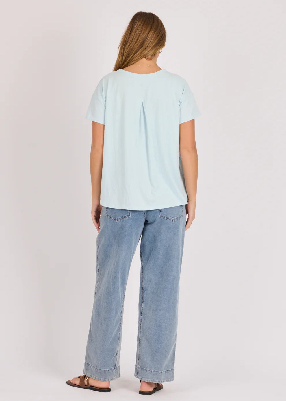 OTW Pleat Back Tee Sky Blue