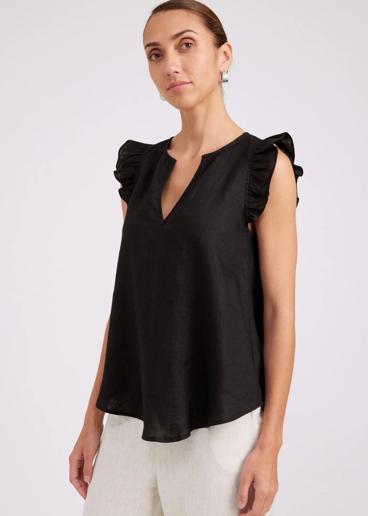 Eb & Ive Studio Frill Tank Black