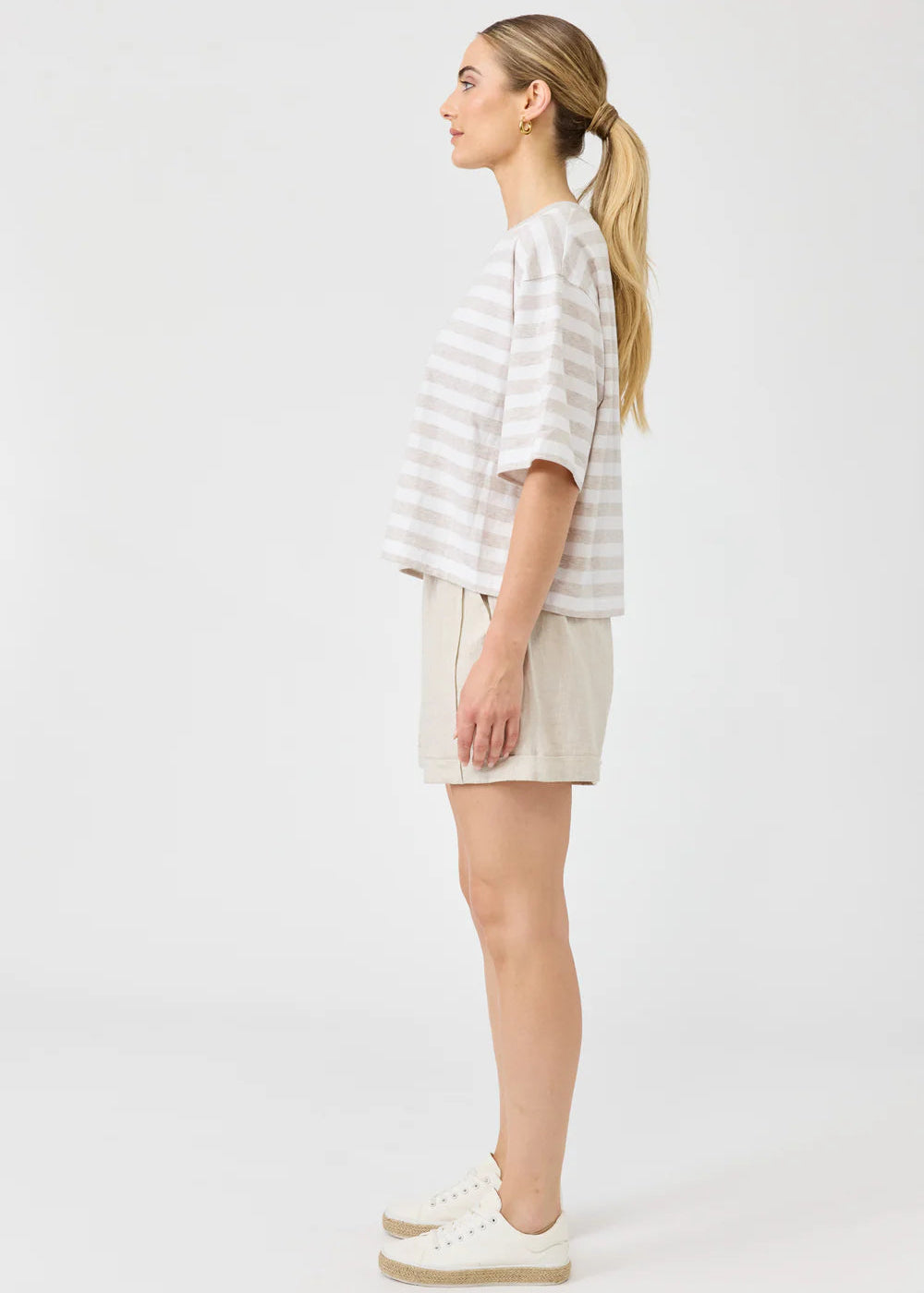 Eb & Ive Studio Stripe Tshirt Stone