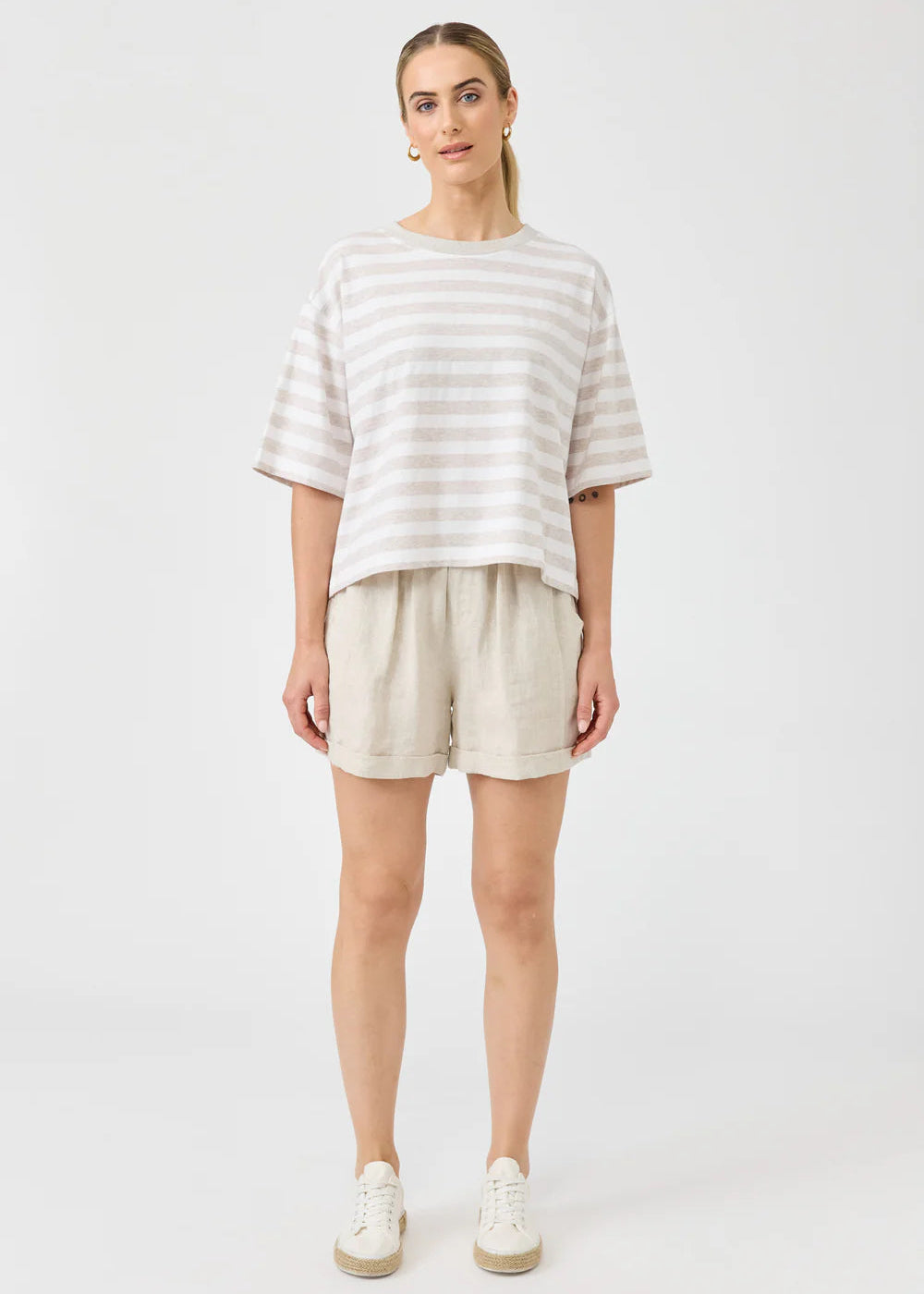 Eb & Ive Studio Stripe Tshirt Stone