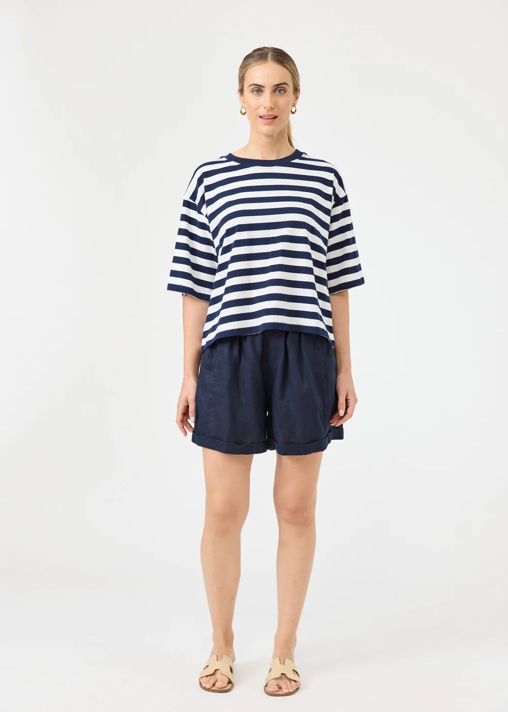 Eb & Ive Studio Stripe Tshirt Indigo