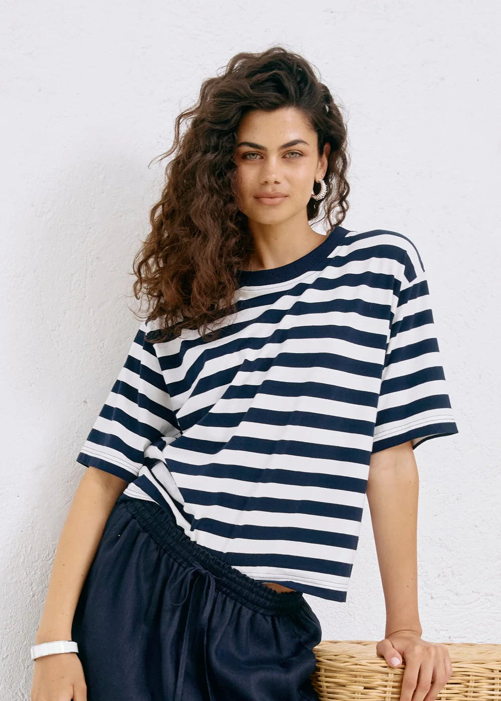 Eb & Ive Studio Stripe Tee Indigo