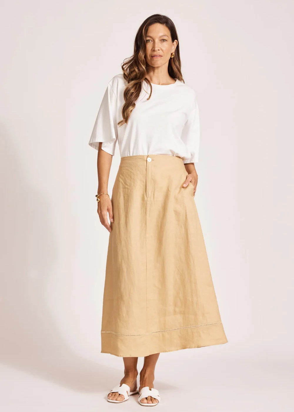 Eb & Ive Miramar Maxi Skirt Camel