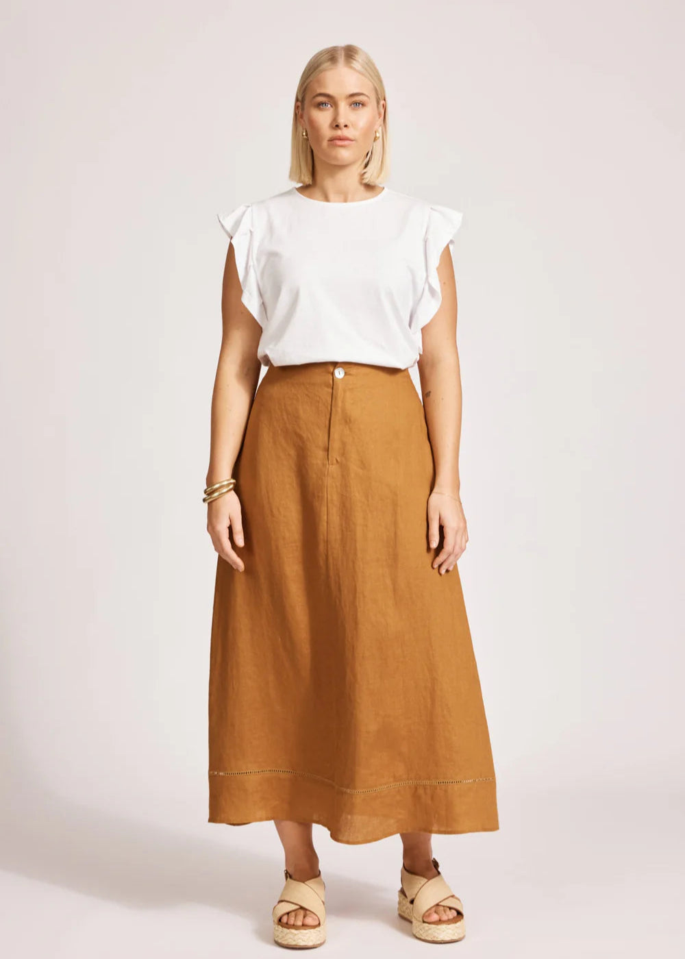 Eb & Ive Miramar Maxi Skirt Caramel