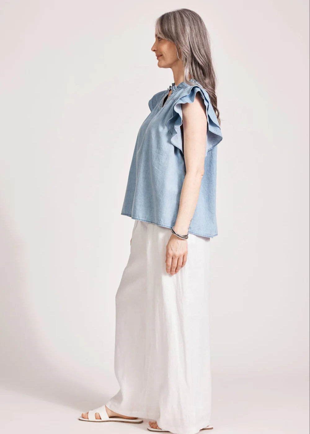 Eb & Ive Melania Frill Top Denim