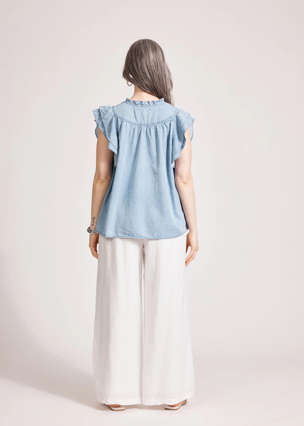 Eb & Ive Melania Frill Top Denim