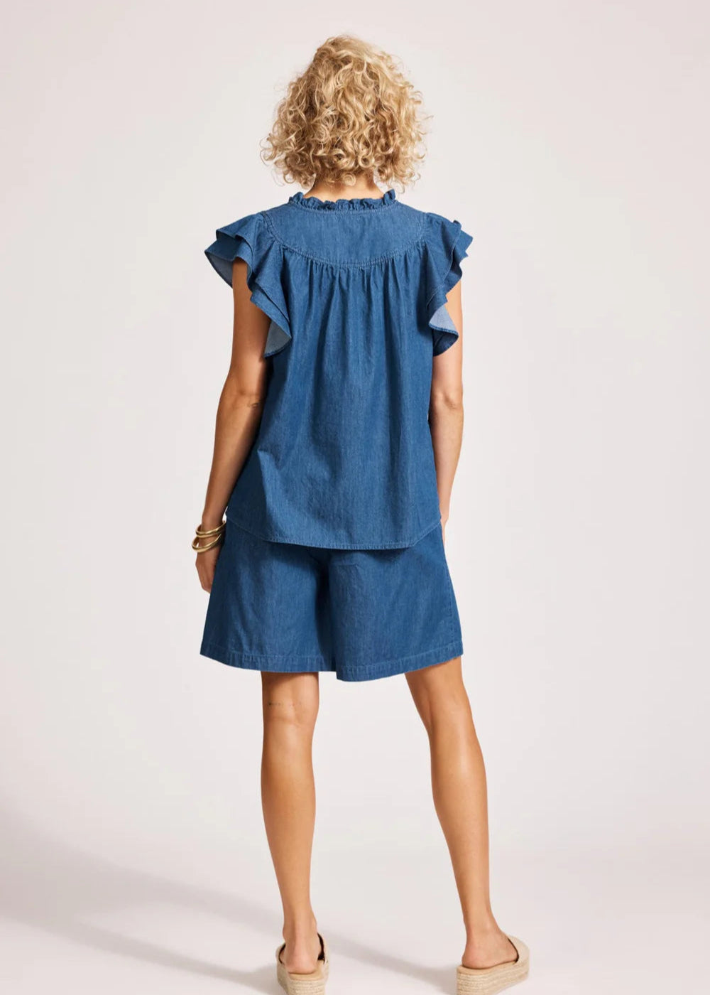 Eb & Ive Melania Frill Top Indigo