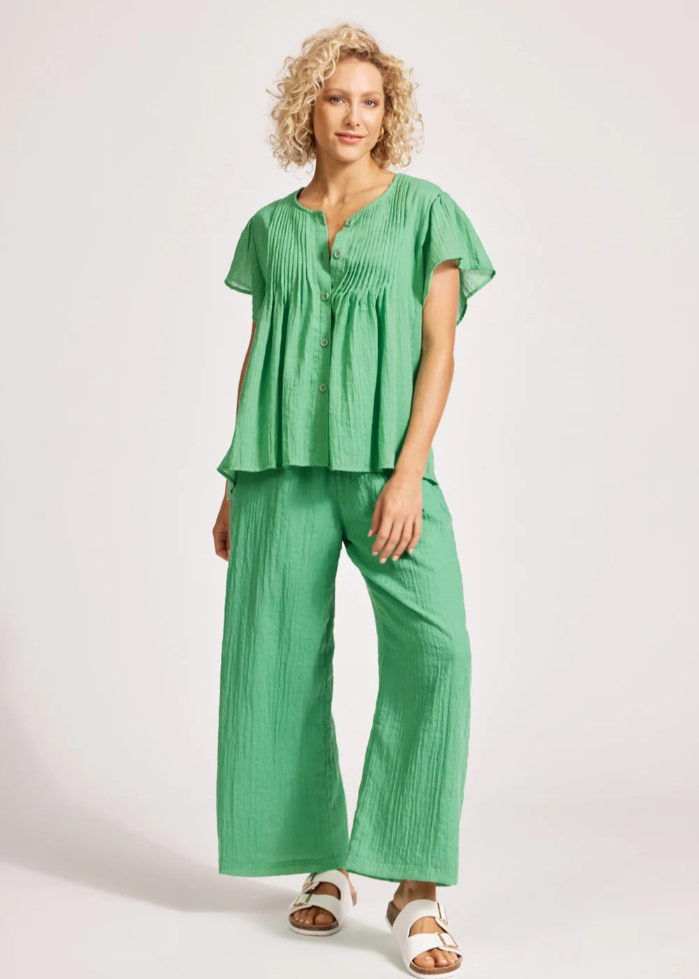 Eb & Ive Orsula Button Top Jade