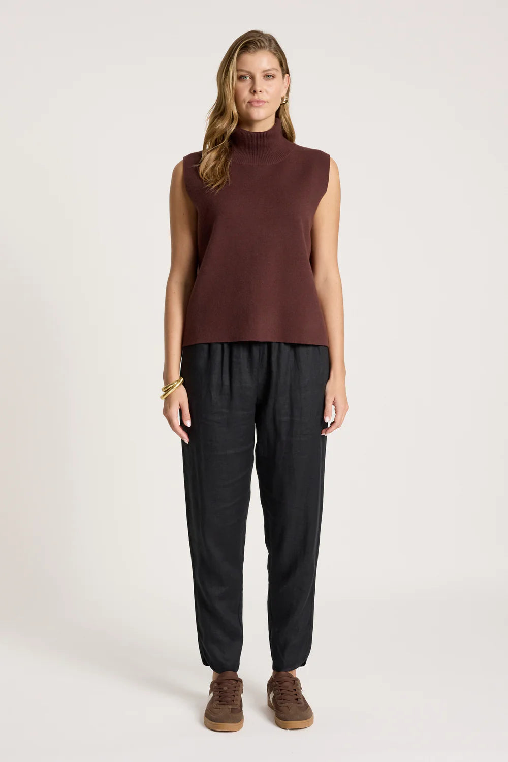 Eb & Ive Zala Knit Vest Mahogany