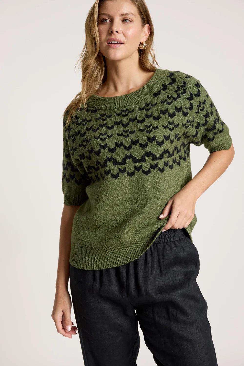 Eb & Ive Maasai Knit Top Pampas/Black