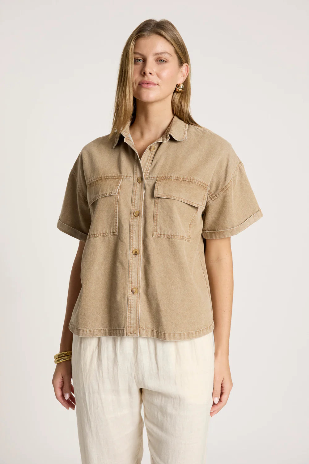 Eb & Ive Bodhi Denim Shirt Fawn