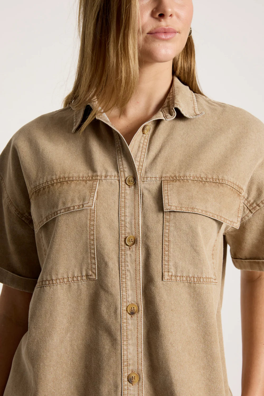 Eb & Ive Bodhi Denim Shirt Fawn
