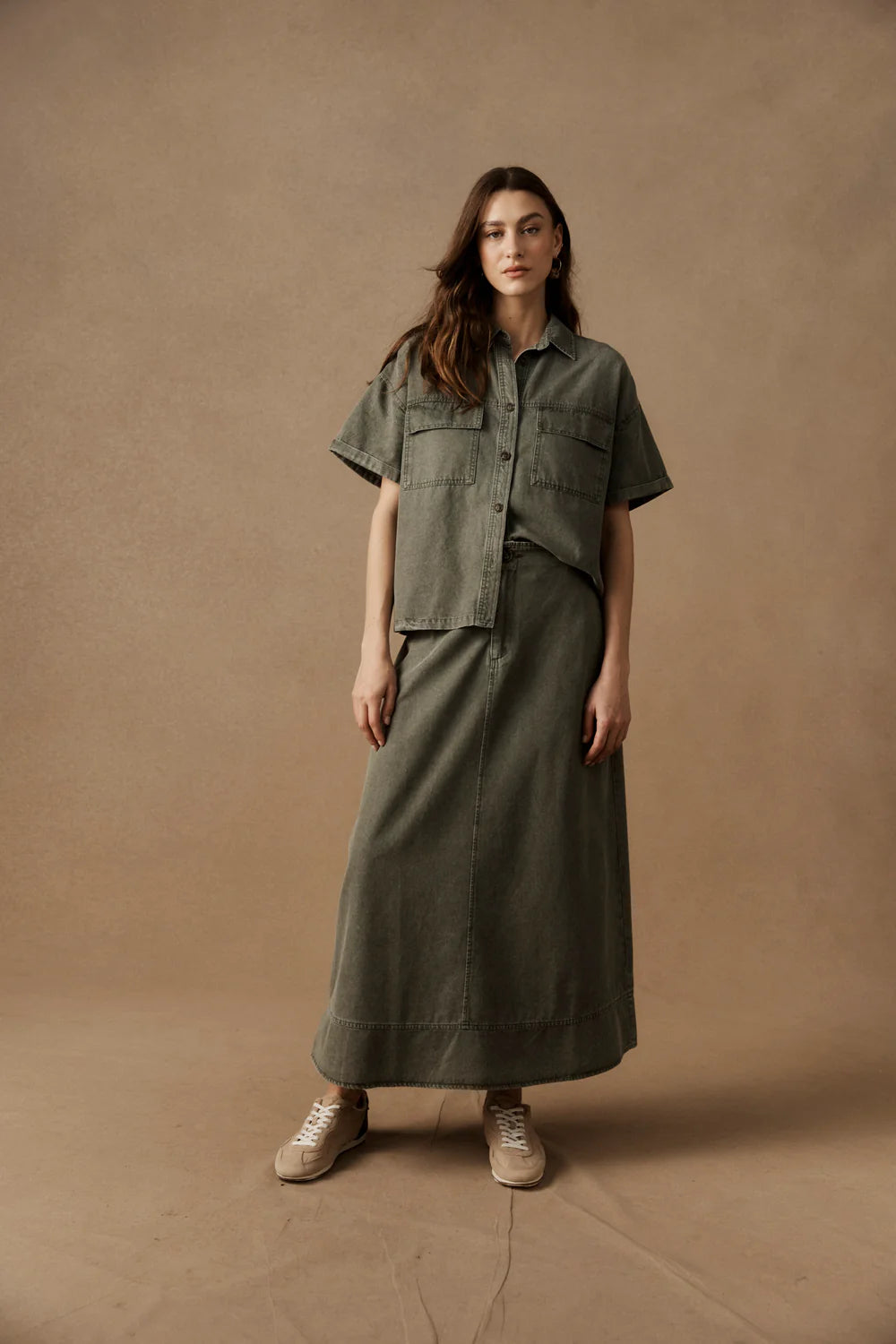 Eb & Ive Bodhi Denim Shirt Olive