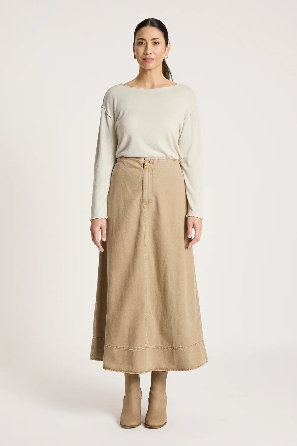Eb & Ive Bodhi Denim Skirt Fawn