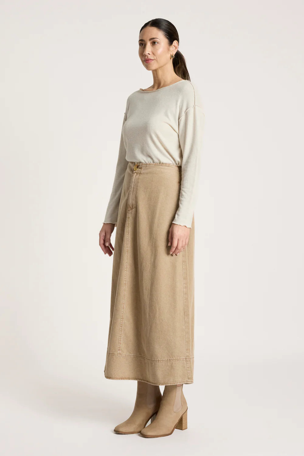 Eb & Ive Bodhi Denim Skirt Fawn