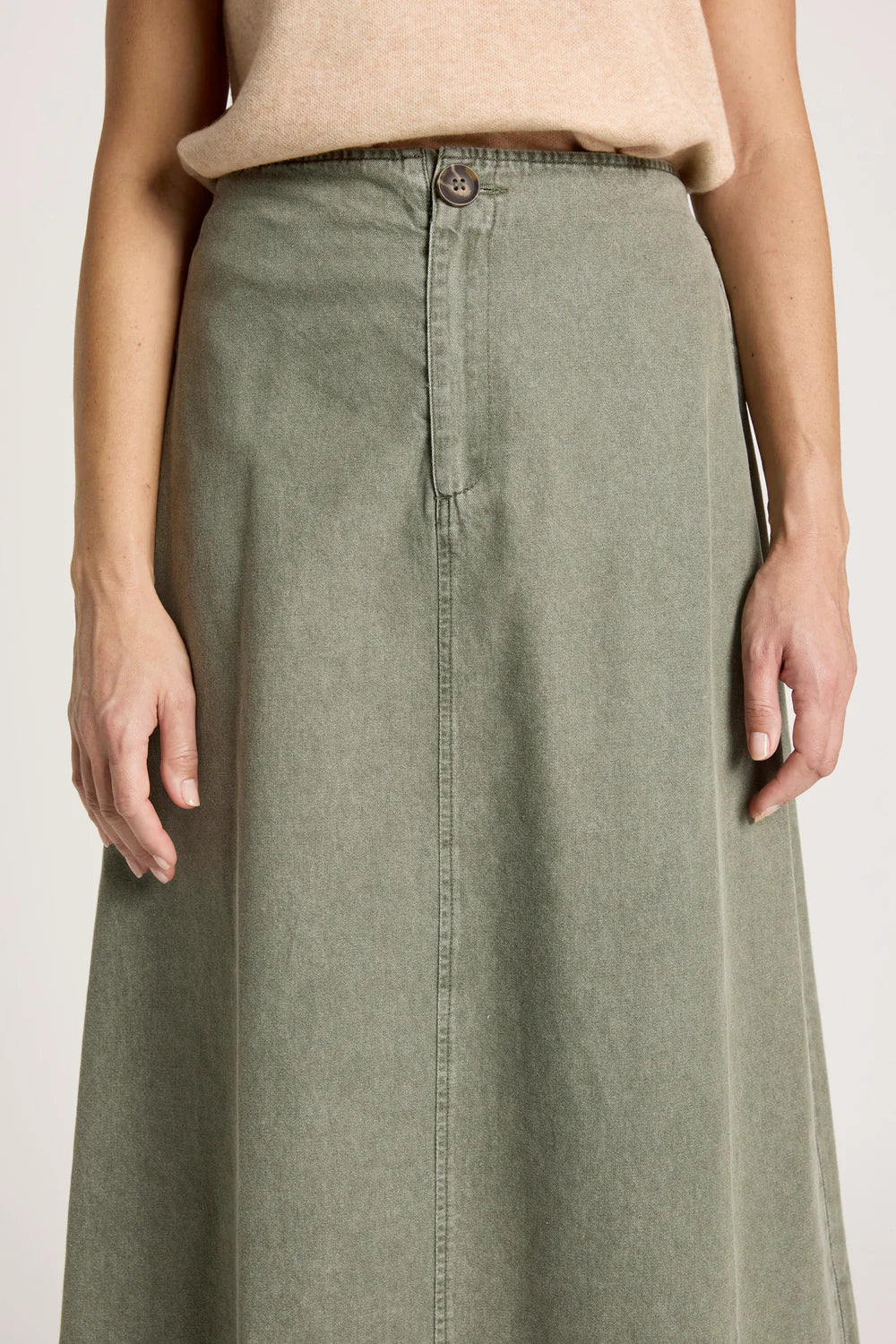 Eb & Ive Bodhi Denim Skirt Olive