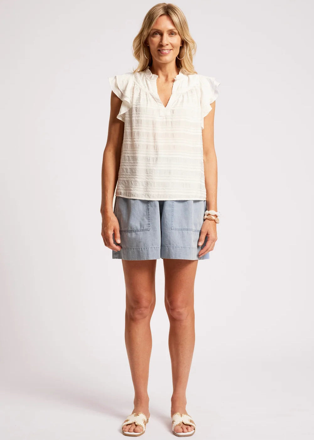 Eb & Ive Sovana Frill Tank White