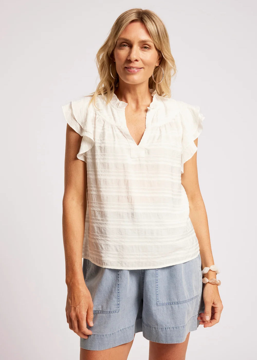 Eb & Ive Sovana Frill Tank White