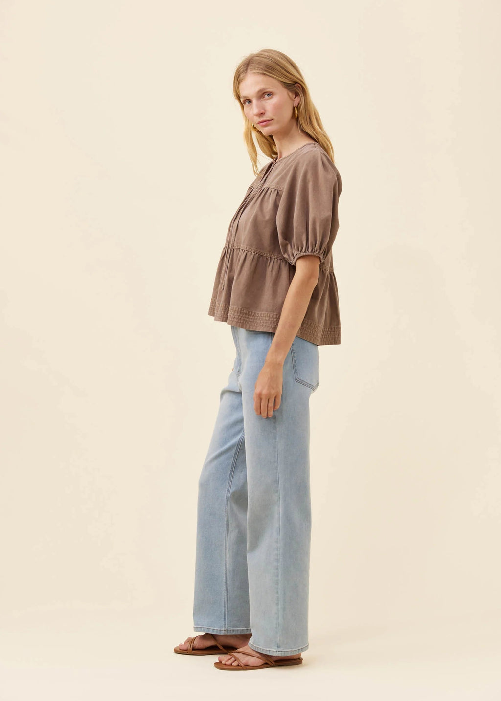 IOM Preston Tie Top Taupe