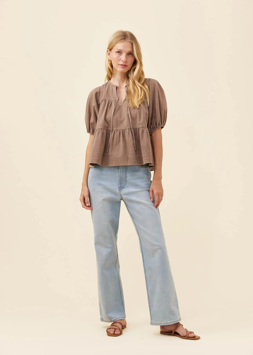 IOM Preston Tie Top Taupe