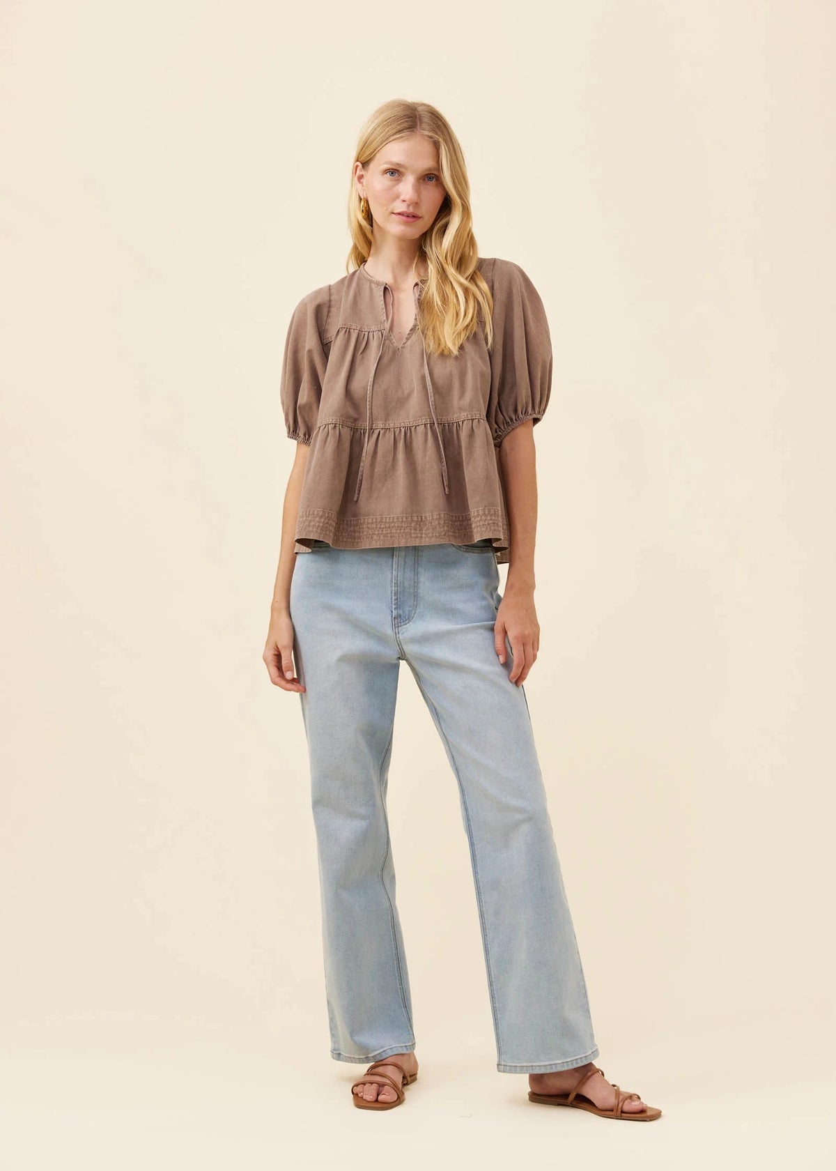 IOM Preston Tie Top Taupe