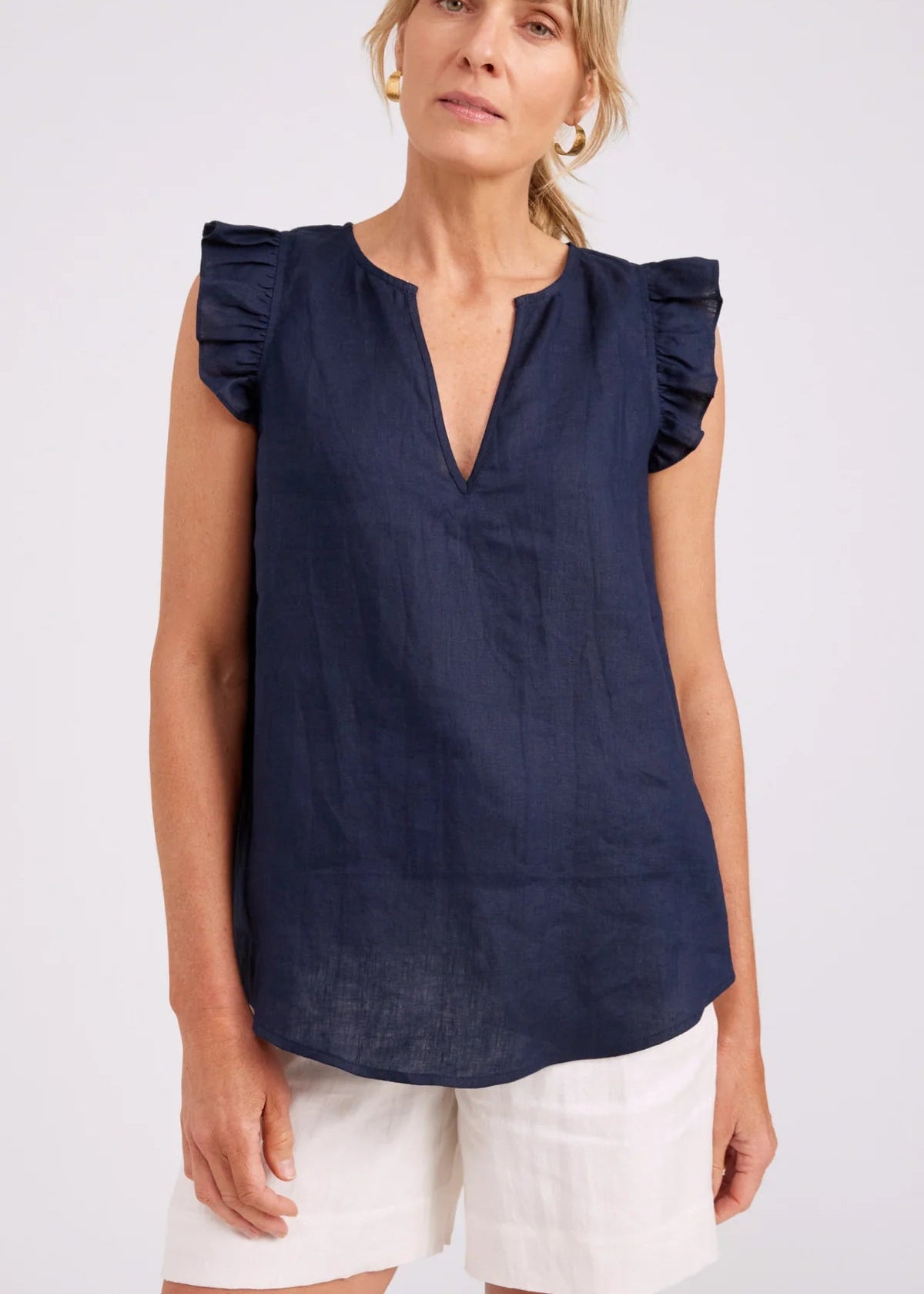 Eb & Ive Studio Frill Tank Navy