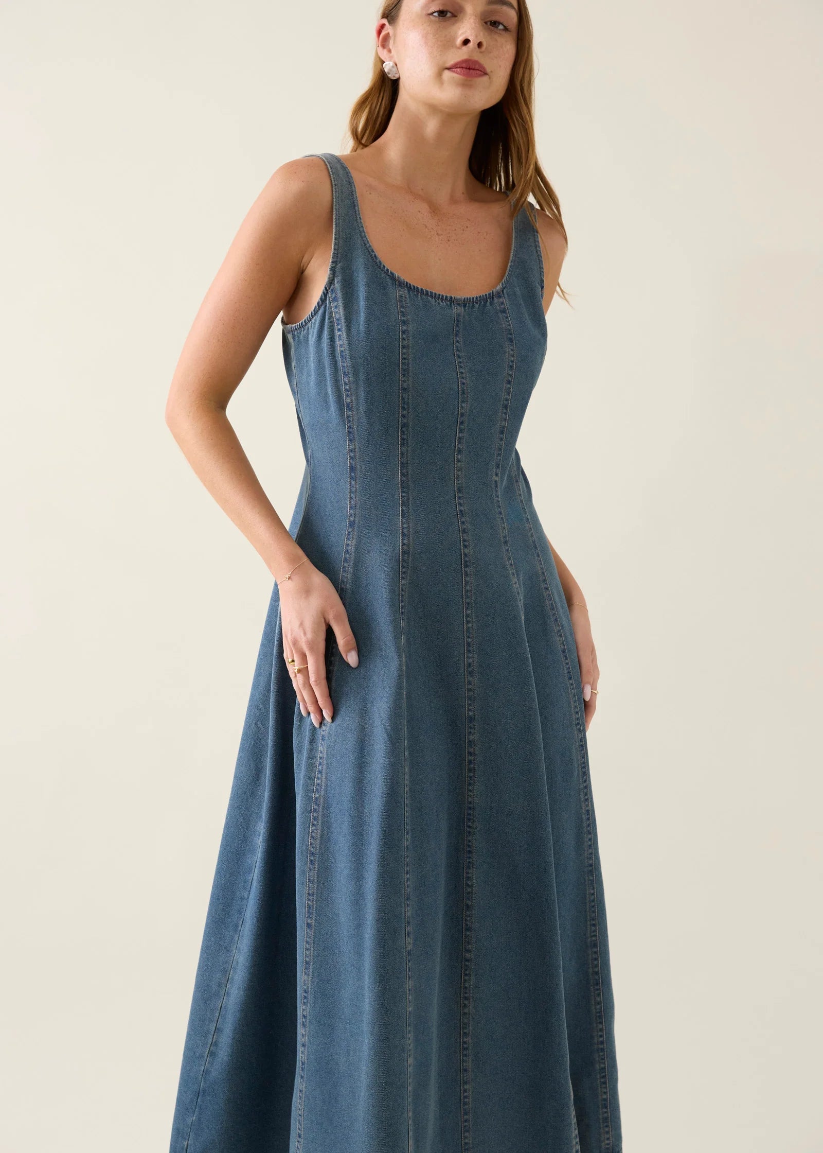 IOM Sofie Denim Tank Dress Drift