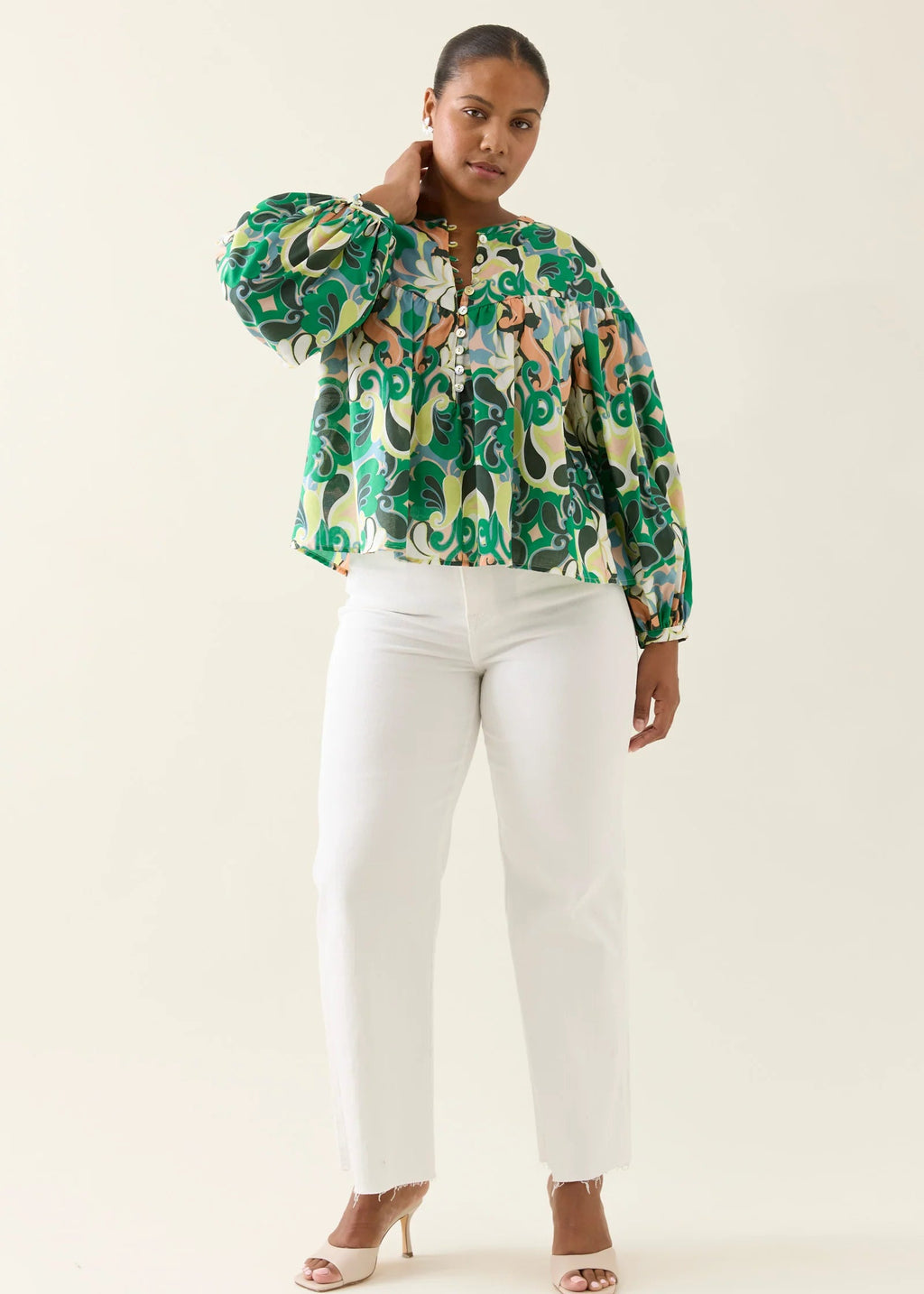 IOM Aurora Button Blouse Paisley