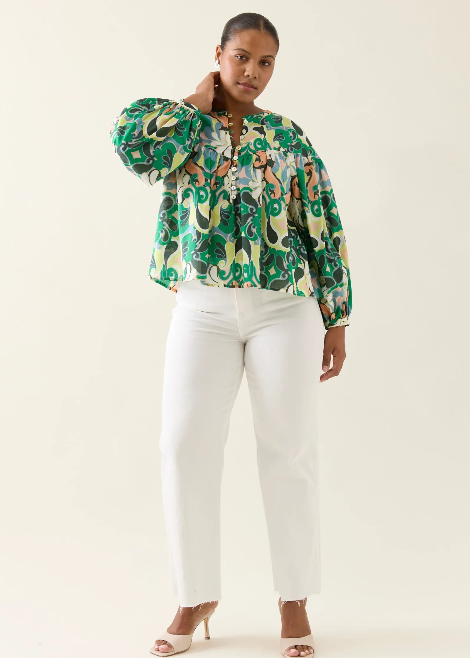 IOM Aurora Button Blouse Paisley
