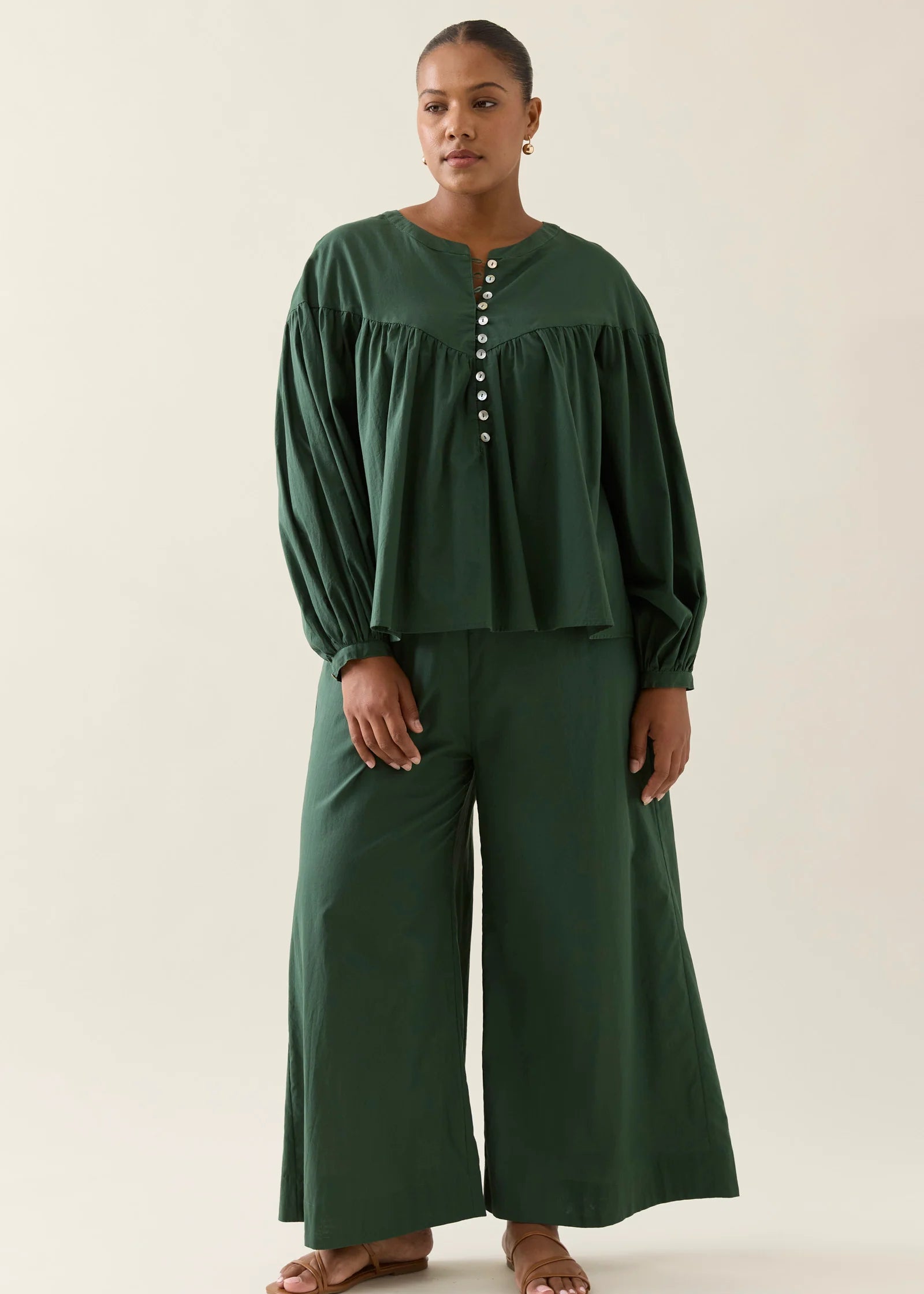IOM Aurora Button Blouse Myrtle