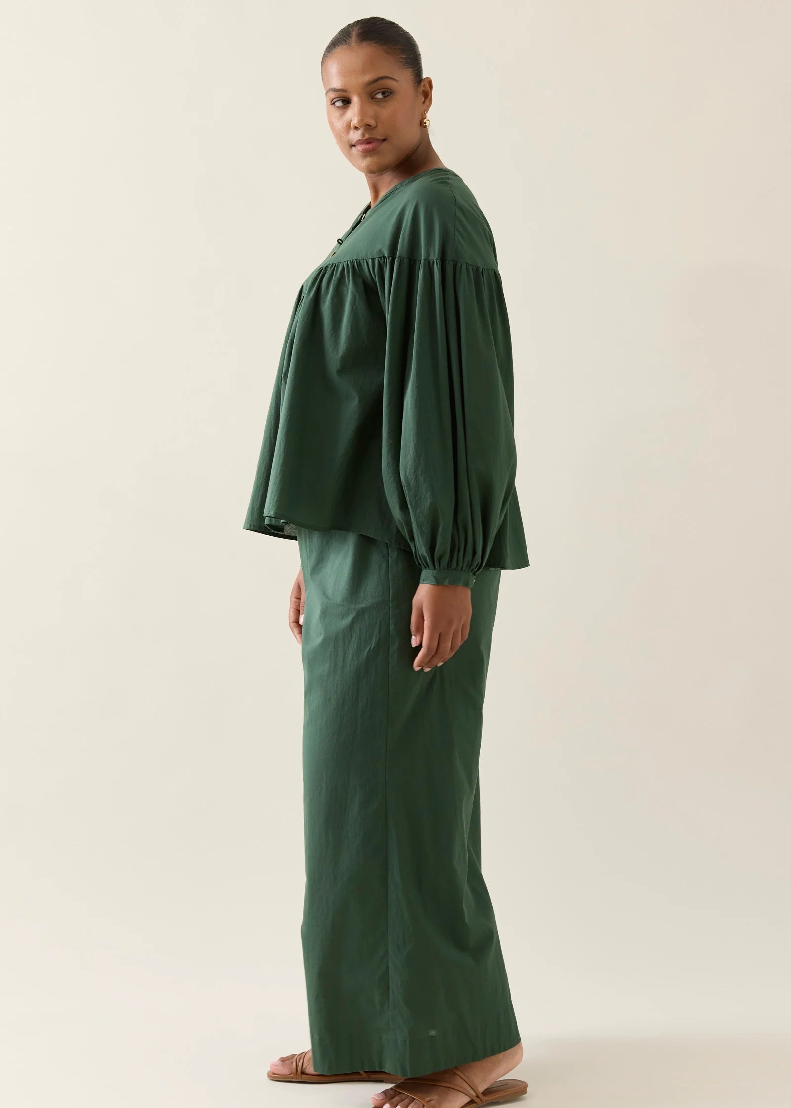 IOM Aurora Button Blouse Myrtle