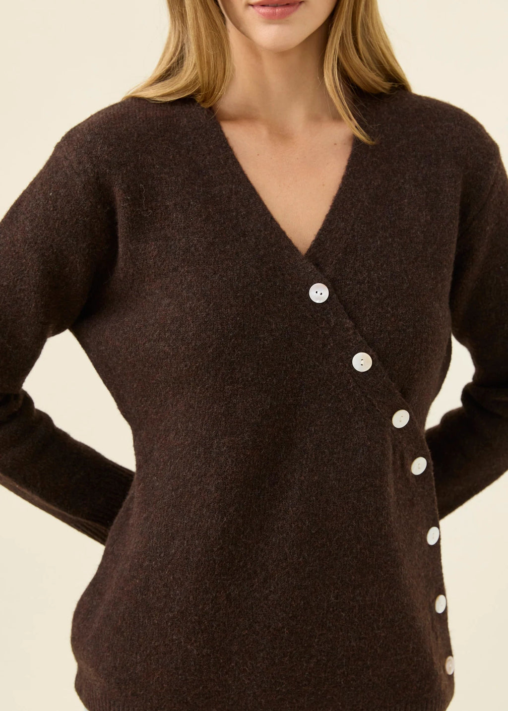 IOM Miru Button Cardi Chocolate