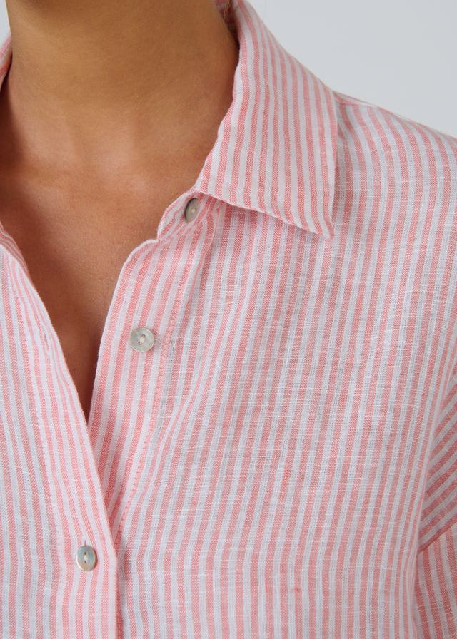 Enveloppe Linen Shirt Coral Stripe